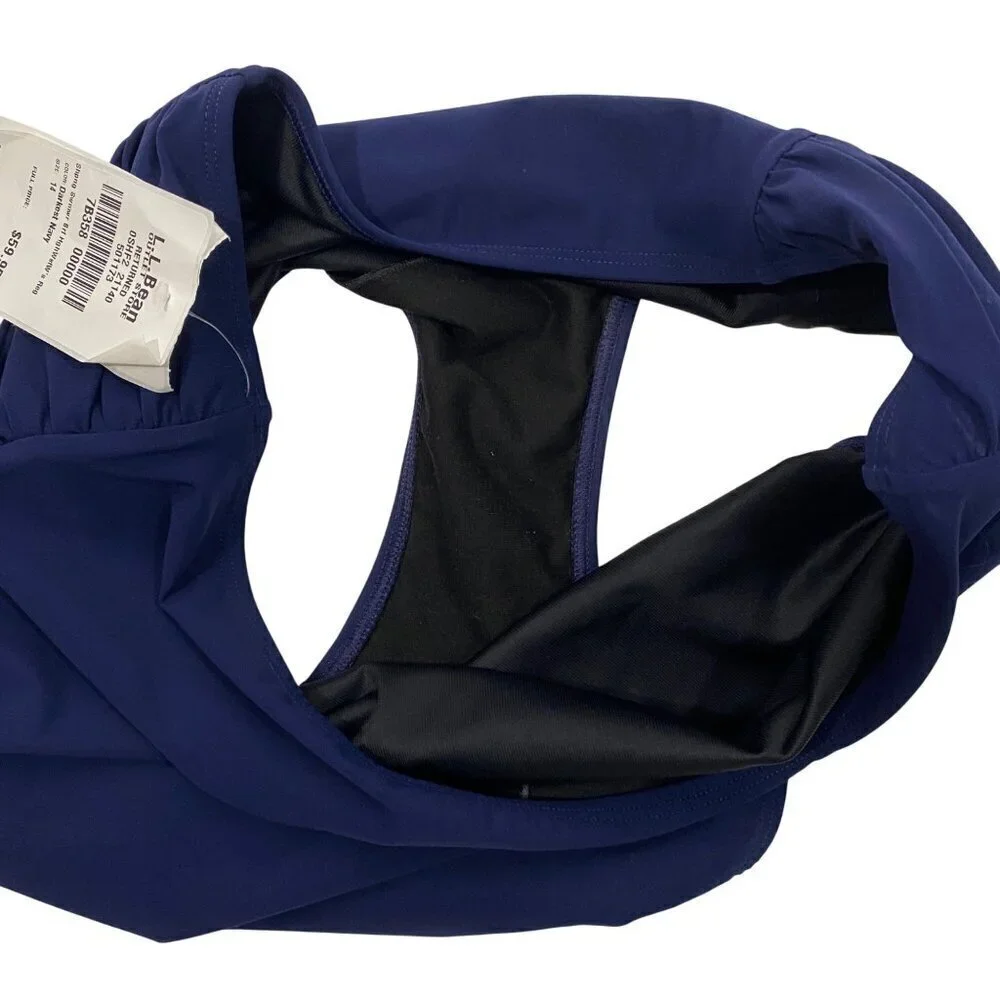L.L.Bean Women's Shaping Swimwear High-Waist Brief Navy blue women’s 14R modest